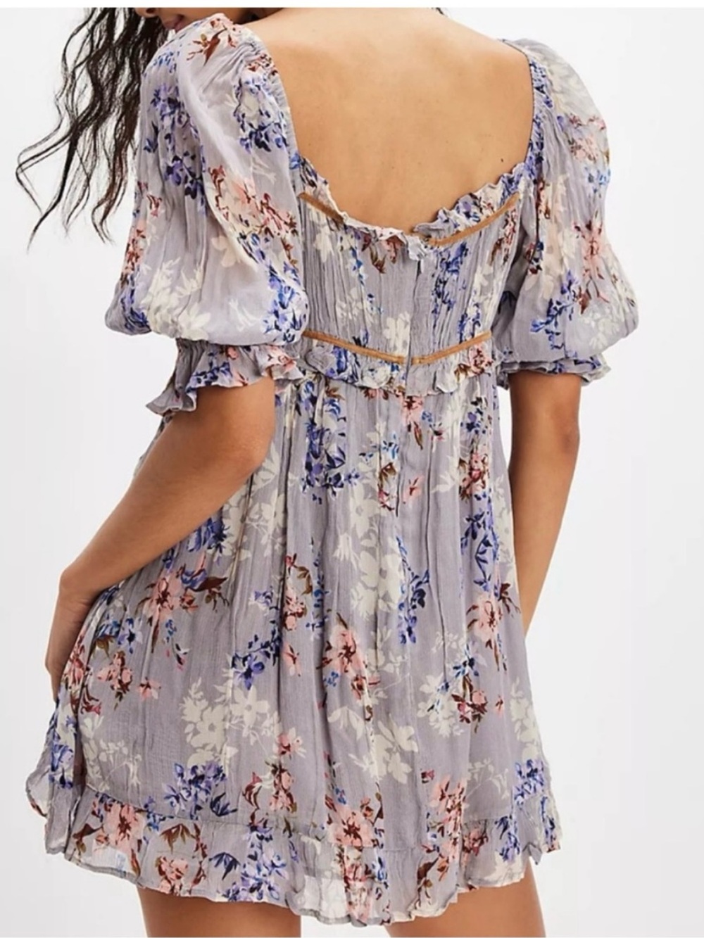 Free People Marney Floral Puff Sleeve Mini Dress - Picture 2 of 6